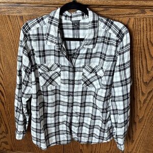Eddie Bauer Black and White Plaid Shirt